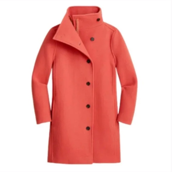 NWT JCREW Villa Cocoon Coat Womens P0 Coral Mid Length Stadium Cloth Wool Petite - Picture 1 of 11